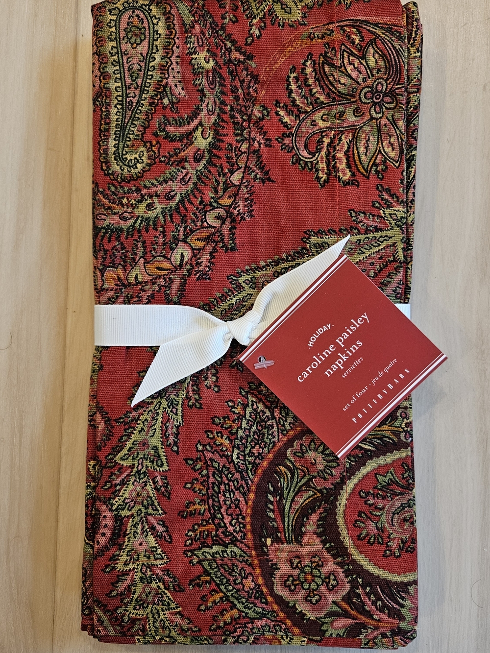Caroline Paisley Red Cotton Napkins - Set of 8